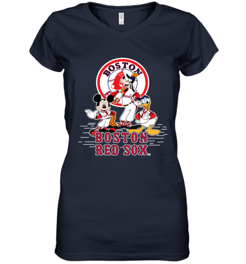 Boston Red Sox Mickey Donald And Goofy Baseball Youth T-Shirt 