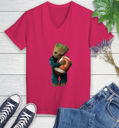 NFL Groot Guardians Of The Galaxy Football Sports Chicago Bears Women's V-Neck T-Shirt - Image 10