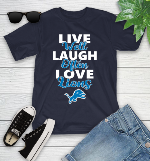 NFL Football Detroit Lions Live Well Laugh Often Love Shirt Youth T-Shirt 2