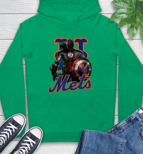 MLB Captain America Thor Spider Man Hawkeye Avengers Endgame Baseball New York Mets Hoodie 8
