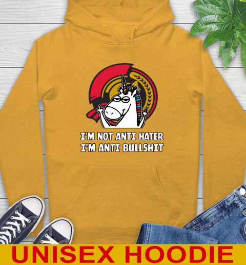 Ottawa Senators NHL Hockey Unicorn I'm Not Anti Hater I'm Anti Bullshit Hoodie 3