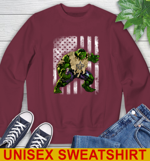 New Orleans Saints Hulk Marvel Avengers NFL Football American Flag Sweatshirt 6