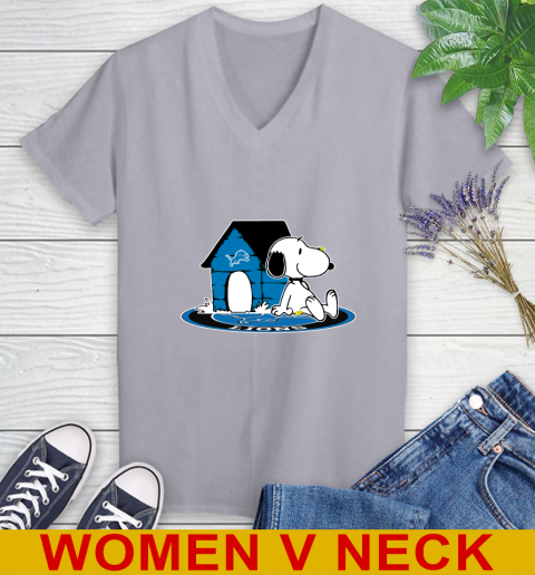 NFL Football Detroit Lions Snoopy The Peanuts Movie Shirt Women's V-Neck T-Shirt 5
