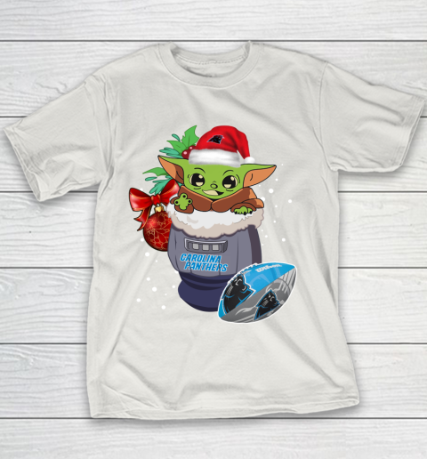 Carolina Panthers Christmas Baby Yoda Star Wars Funny Happy NFL Youth T-Shirt 11