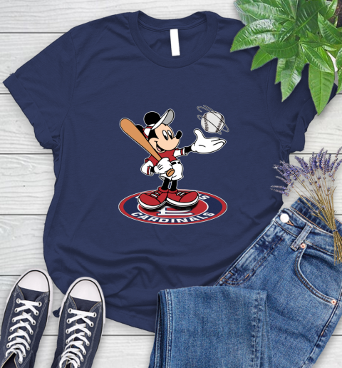 MLB Baseball St.Louis Cardinals Cheerful Mickey Disney Shirt Women's T-Shirt 12