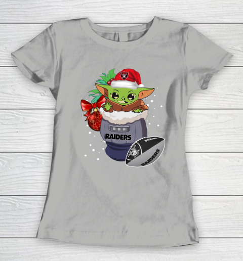 Oakland Raiders Christmas Baby Yoda Star Wars Funny Happy NFL Women's T-Shirt 11