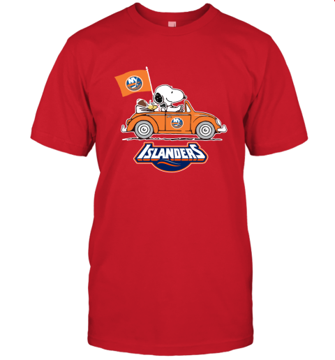 Snoopy And Woodstock Ride The New York Islander Car NHL Unisex Jersey Tee