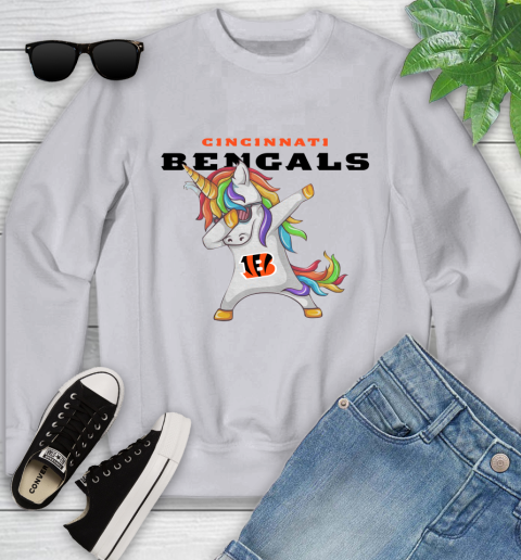 Cincinnati Bengals NFL Football Funny Unicorn Dabbing Sports Youth Sweatshirt 4