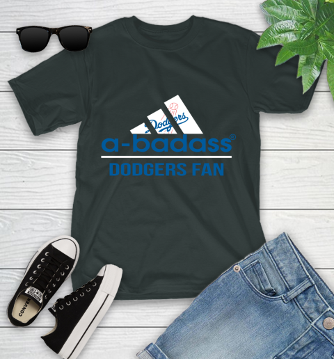 MLB A Badass Los Angeles Dodgers Fan Adidas Baseball Sports Youth T-Shirt 6