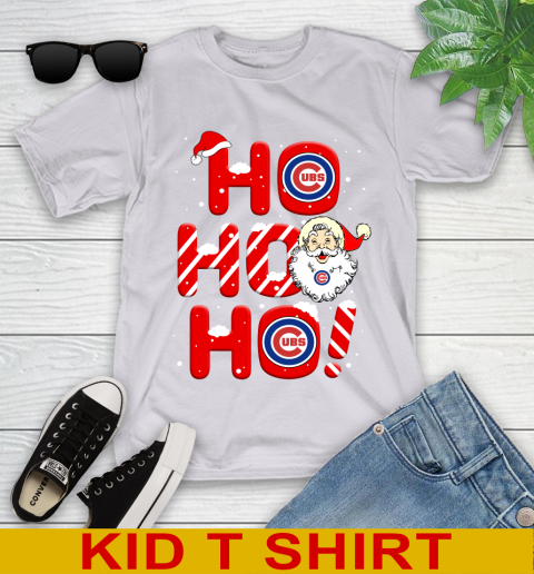 Chicago Cubs MLB Baseball Ho Ho Ho Santa Claus Merry Christmas Shirt Youth T-Shirt 4