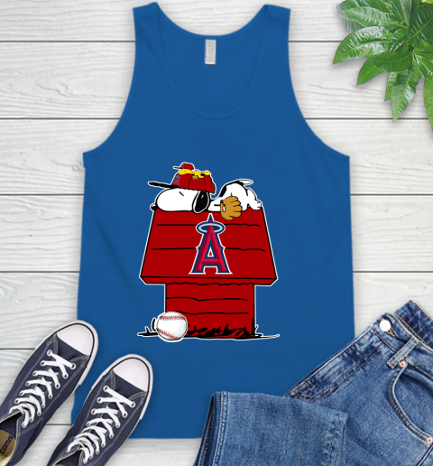 MLB Los Angeles Angels Snoopy Woodstock The Peanuts Movie Baseball T Shirt Tank Top 5