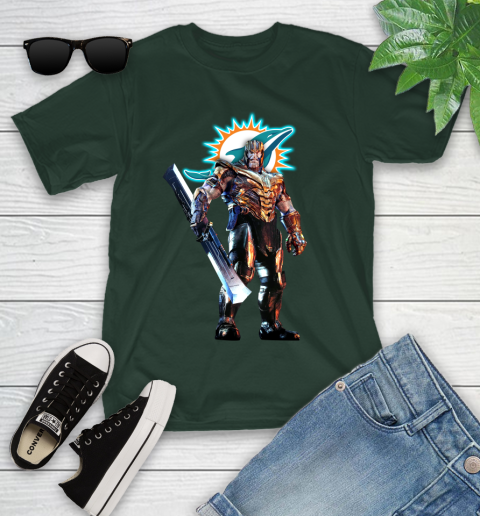 NFL Thanos Gauntlet Avengers Endgame Football Miami Dolphins Youth T-Shirt 5