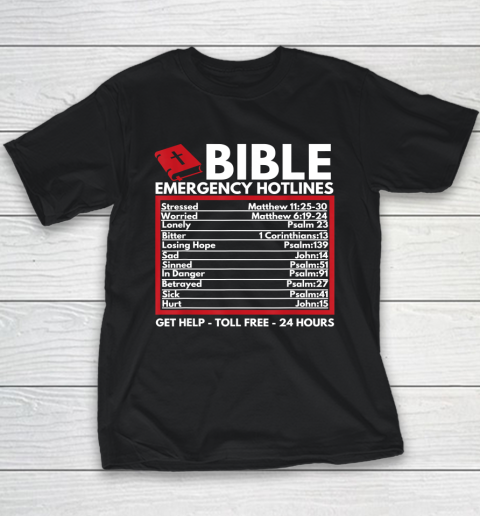 Bible Emergency Numbers  Funny Christian Bible Youth T-Shirt