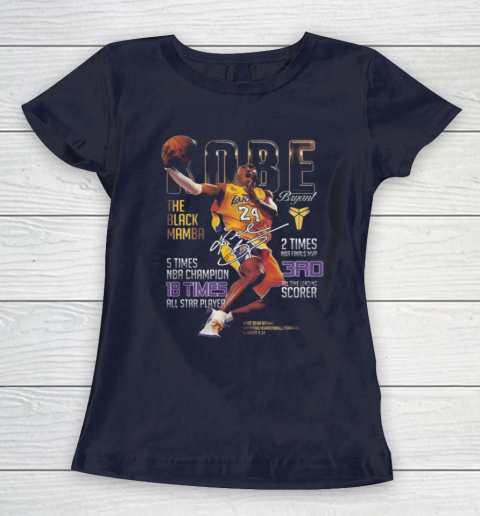 Kobe Bryant The Black Mamba 5 Times NBA Champions Signatures Women's T-Shirt 2
