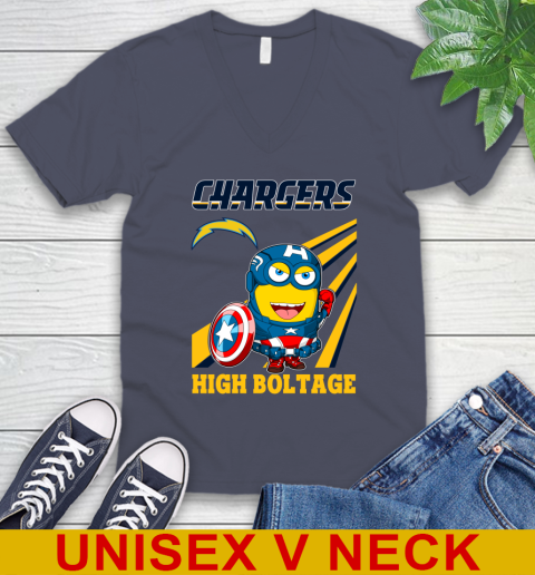 NFL Football Los Angeles Chargers Captain America Marvel Avengers Minion Shirt V-Neck T-Shirt 7