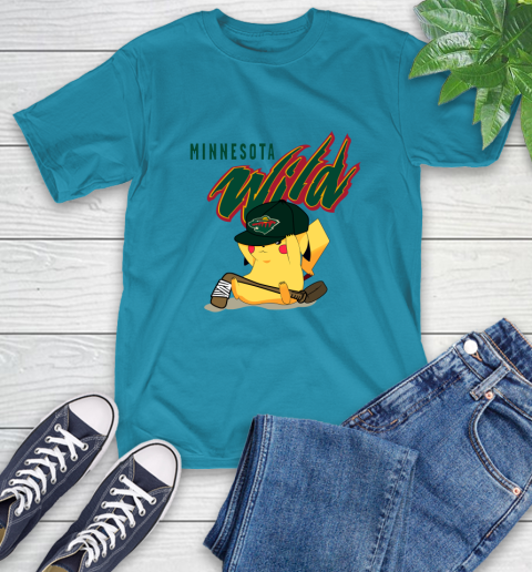 NHL Pikachu Hockey Sports Minnesota Wild T-Shirt 8