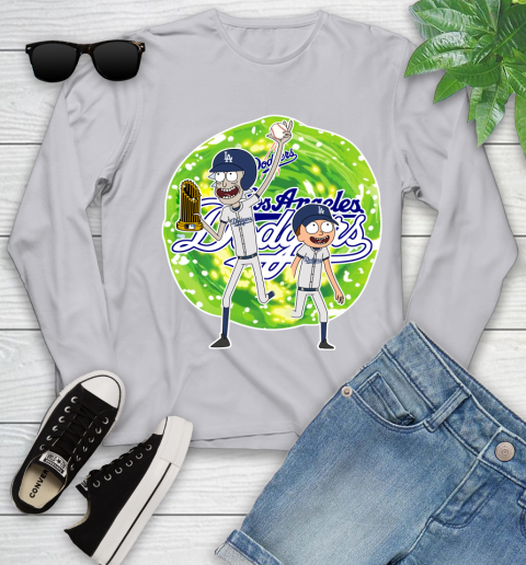 MLB Los Angeles Dodgers Rick And Morty Commissioner's Trophy Baseball Sports Youth Long Sleeve 5