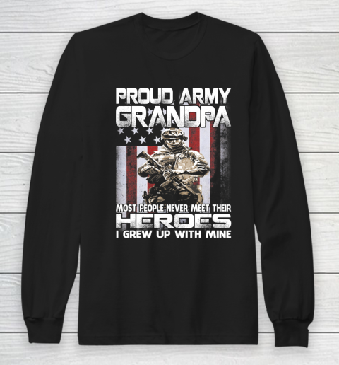 GrandFather gift shirt Proud Army Grandpa Shirt Patriotic Military Veteran T Shirt Long Sleeve T-Shirt