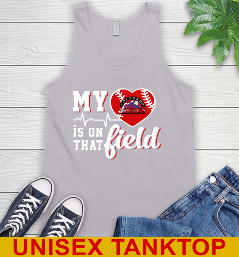 MLB My Heart Is On That Field Baseball Sports Colorado Rockies Tank Top 3