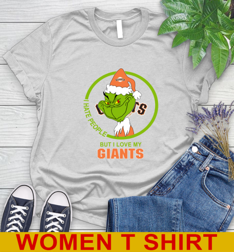 San Francisco Giants MLB Christmas Grinch I Hate People But I Love My Favorite Baseball Team Women's T-Shirt