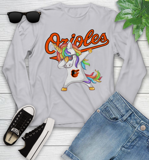 Baltimore Orioles MLB Baseball Funny Unicorn Dabbing Sports Youth Long Sleeve 5