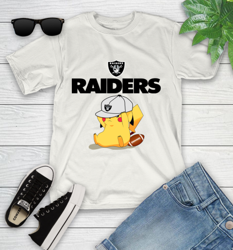 NFL Pikachu Football Sports Oakland Raiders Youth T-Shirt
