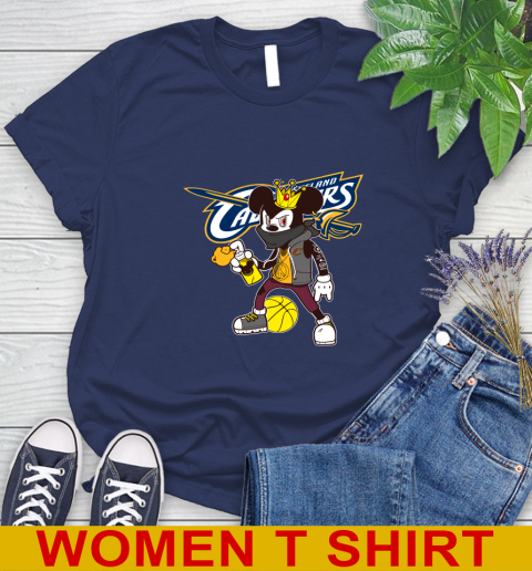 Cleveland Cavaliers NBA Basketball Mickey Peace Sign Sports Women's T-Shirt 12