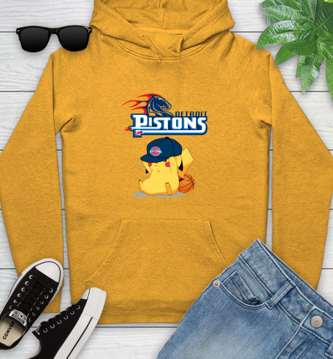 NBA Pikachu Basketball Sports Detroit Pistons Youth Hoodie 3