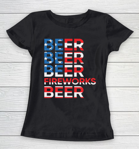 Beer Lover Funny Shirt Beer Fireworks 4th Of July Women's T-Shirt