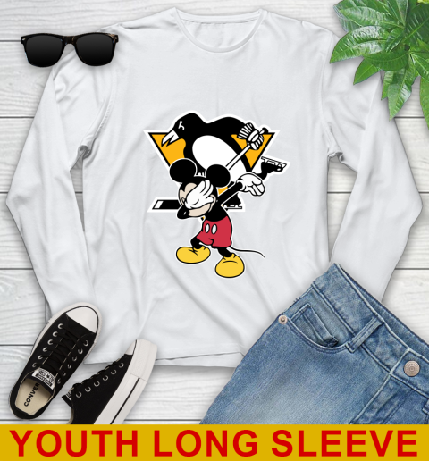 Pittsburgh Penguins NHL Hockey Dabbing Mickey Disney Sports Youth Long Sleeve