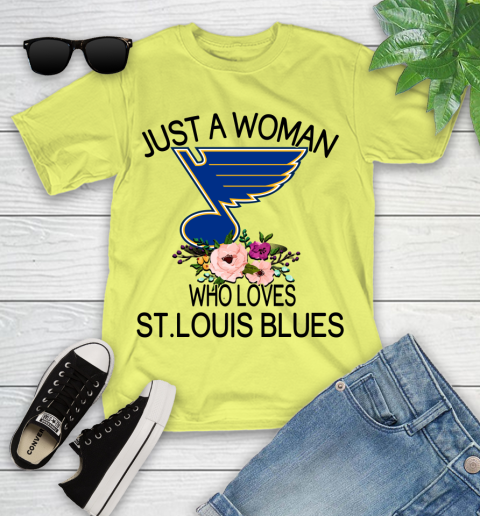 NHL Just A Woman Who Loves St.Louis Blues Hockey Sports Youth T-Shirt 5