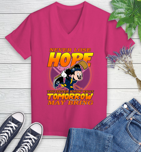 Buffalo Sabres NHL Hockey ootball Mickey Disney Never Lose Hope Women's V-Neck T-Shirt - Image 10