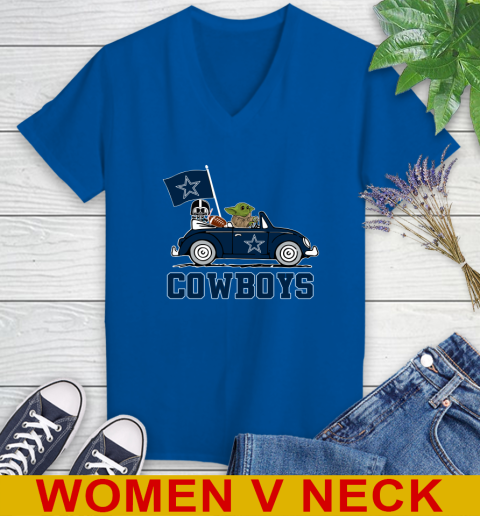 NFL Football Dallas Cowboys Darth Vader Baby Yoda Driving Star Wars Shirt Women's V-Neck T-Shirt 12 NFL Football Dallas Cowboys Darth Vader Baby Yoda Driving Star Wars Shirt Women's V-Neck T-Shirt - Image 12