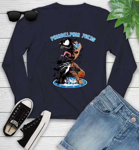 NBA Philadelphia 76ers Basketball Venom Groot Guardians Of The Galaxy Youth Long Sleeve 3