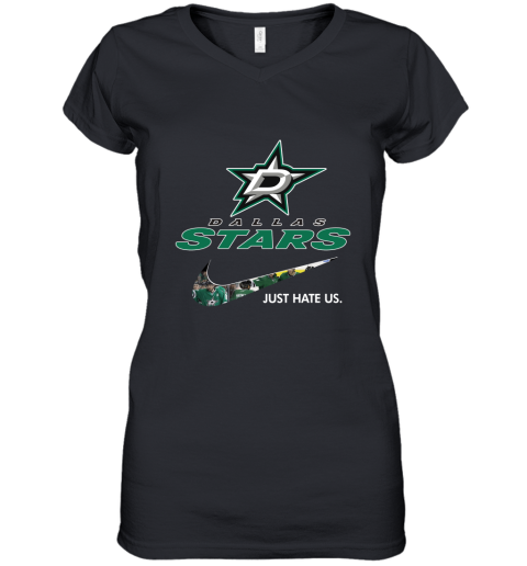 NHL Team Dallas Star x Nike Just Hate Us Hockey Women's V-Neck T-Shirt