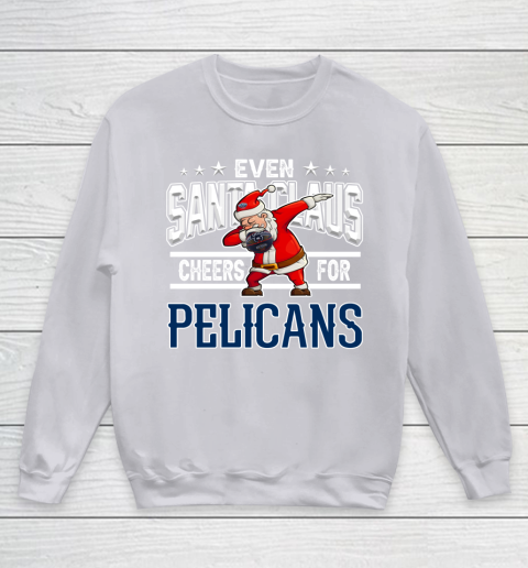 New Orleans Pelicans Even Santa Claus Cheers For Christmas NBA Youth Sweatshirt 3