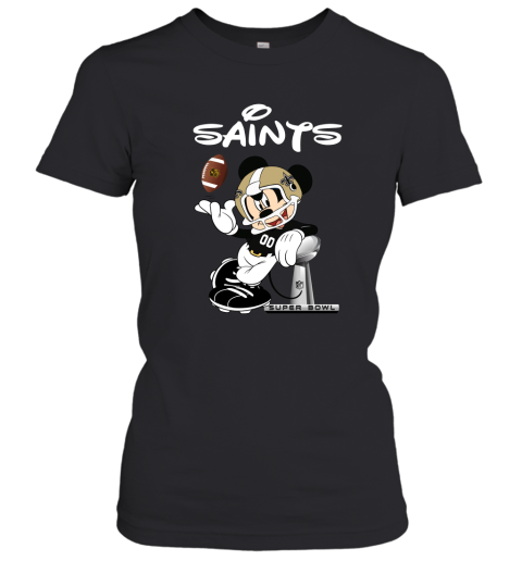 Mickey Saints Taking The Super Bowl Trophy Football Women's T-Shirt