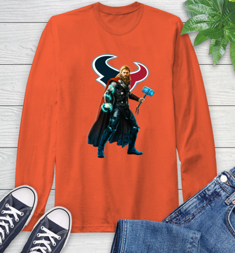 NFL Thor Avengers Endgame Football Houston Texans Long Sleeve T-Shirt 5
