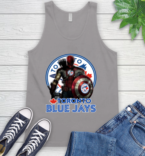MLB Captain America Thor Spider Man Hawkeye Avengers Endgame Baseball Toronto Blue Jays Tank Top 4