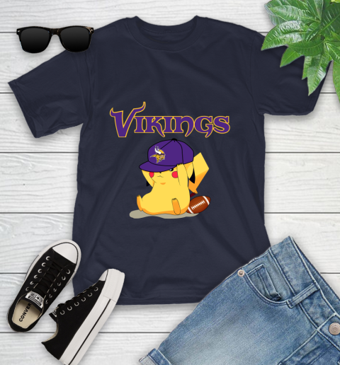 NFL Pikachu Football Sports Minnesota Vikings Youth T-Shirt 3