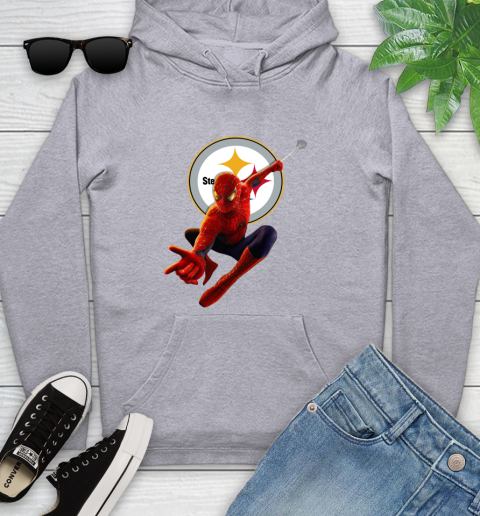NFL Spider Man Avengers Endgame Football Pittsburgh Steelers Youth Hoodie 6