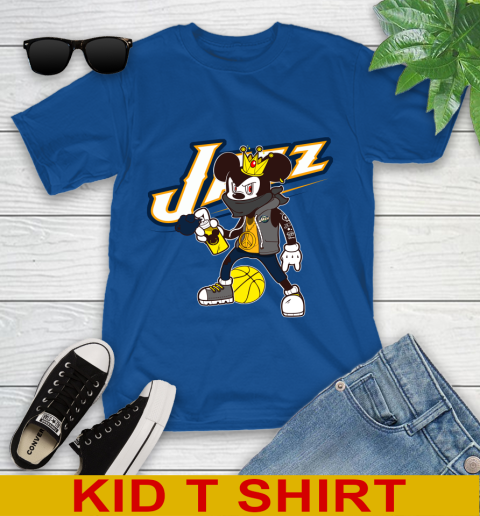 Utah Jazz NBA Basketball Mickey Peace Sign Sports Youth T-Shirt 9