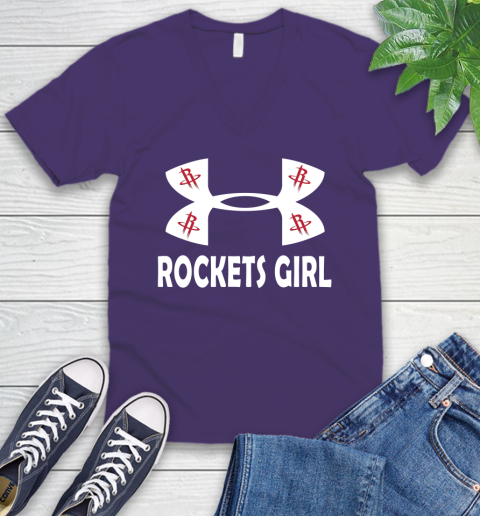 NBA Houston Rockets Girl Under Armour Basketball Sports V-Neck T-Shirt 9