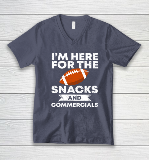 Snacks And Commercials Funny Football Bowl V-Neck T-Shirt 6
