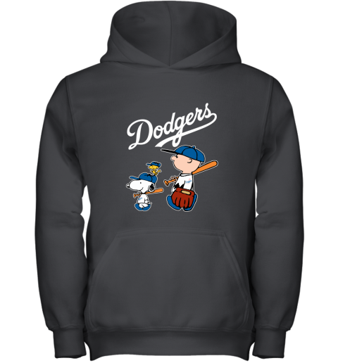 Los Angeles Dodgers Let's Play Baseball Together Snoopy MLB Youth Hoodie