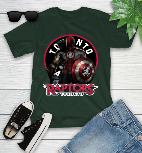 Toronto Raptors NBA Basketball Captain America Thor Spider Man Hawkeye Avengers Youth T-Shirt 5