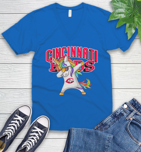Cincinnati Reds MLB Baseball Funny Unicorn Dabbing Sports V-Neck T-Shirt 7 Cincinnati Reds MLB Baseball Funny Unicorn Dabbing Sports V-Neck T-Shirt - Image 7