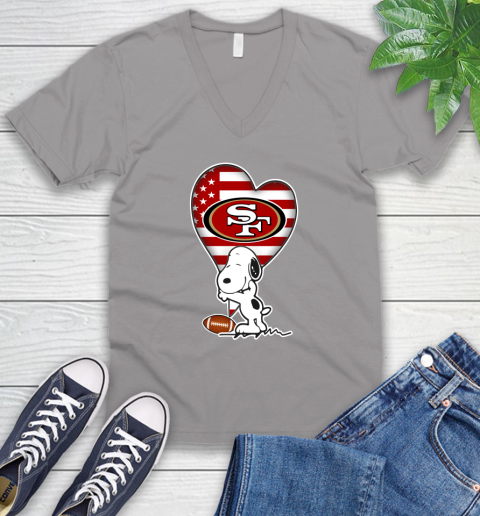 San Francisco 49ers NFL Football The Peanuts Movie Adorable Snoopy V-Neck T-Shirt 4