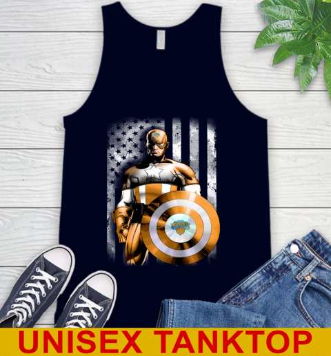 New York Knicks NBA Basketball Captain America Marvel Avengers American Flag Shirt Tank Top 2