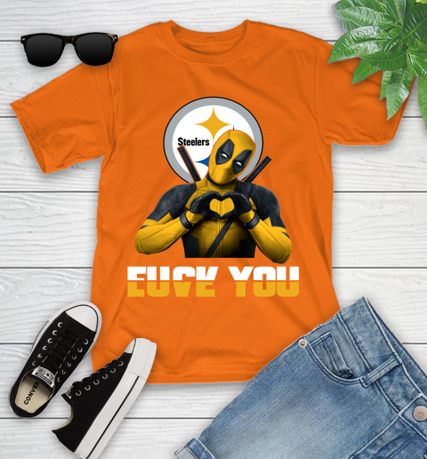 NHL Pittsburgh Steelers Deadpool Love You Fuck You Football Sports Youth T-Shirt 9